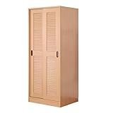 ルーバー引き戸 クローゼット 棚タイプ 衣類収納 ハンガーラック 収納 /ナチュラル