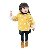 Pojour ベビー服 子供服 0-3歳女の子コート 冬 防寒 かわいい黄色花プジャケット 厚手コート　おしゃれフード付きコート 暖かい 綿 ベビールームウェア 普段着 カジュアル 旅行 記念日 プレ