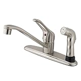 Kingston Brass KB563SNSP Wyndham Single Loop Handle Kitchen Faucet with Deck Sprayer, 8-Inch, Satin 