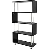 アイリスプラザ オープンラック S字 5段 ブラック 幅80×奥行29.5×高さ151.4cm SRK-8315