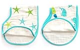 LAT reversible cotton muslin burp cloths, Super Absorbent burpy bibs (Blue) by LAT Baby