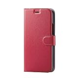 エレコム iPhone 12 / 12 Pro ケース Qi充電対応 ソフトレザー 薄型 磁石付 ステッチ ブラック レッド PM-A20BPLFU2RD