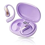 イヤホン bluetooth【2025業界最新オープンイヤー イヤホン】bluetooth 5.4 瞬間接続 Hi-Fi音質 ブルートゥースイヤホン 軽量 快適装着感 落ちない 骨伝導の革新 空気伝導 耳掛け式 耳を塞がない マイク付き 音漏れ抑制 最大60時間再生 LEDディスプレイ IPX7防水 完全ワイヤレス 通勤/通学/スポーツ/ランニング(パープル)