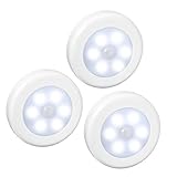 ixaer　LEDセンサーライト　動作感知ライト【３個セット】　電池式　ワイヤレス　６つのLEDランプ　20ルーメン　３Ⅿテープ/磁石付き　マグネット (冷感光)