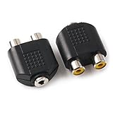 NANYI 3.5mm ファミリTRS - 2つのRCAメスオーディオヘッド、3.5mm F 1対2 RCA F相互接続オーディオアダプタ、2パック（3.5 F-2 x RCA F）