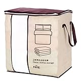 Zhaozhe布団収納袋 衣類雑貨収納バッグ 持ち手付き 不織布製 防虫・防カビ・抗菌防臭 中が見やすい大きな透明窓 約46*51*28cm (シンプル)