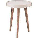 サイドテーブル(トレーテーブル) 木製 丸型 小(Sサイズ) NW-723 ホワイト（白）