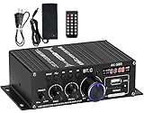 アンプ 40W X 2チャンネル Bluetooth5.0 パワーアンプ USB/SDカード再生可HI-FI 高低音 ステレオ オーディオア
