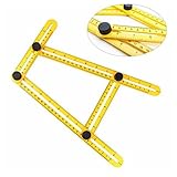 RaiFu 自由スコヤ アングルイザ テンプレートツール 角度測定ツール マルチアングル測定 ルーラー カーペンター用 一般ツール 黄色 25cm