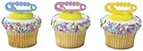 24 Pack Pastel Blue Pink Yellow Baby Diaper Pins Cupcake Picks Cake Toppers [並行輸入品]