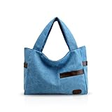NICOLE&DORIS　ハンドバッグ　軽量　トートバッグ　カジュアル　ショルダーバッグ　マザーズバッグ　買い物バッグ　カバン　レディース　収納力抜群　2way　大容量　キャンバス　青B