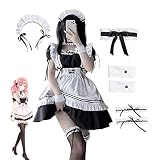 [JIURUN] コスプレ メイド服 メイド エプロン ゴスロリ ロリータ かわいい ハロウィン 衣装 仮装 ロリータ セクシー コスチューム 学園祭 文化祭 パーティー Cosplay (2XL)