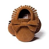 JySベビー男の子女の子タッセルリボンソフトソールPUレザーローファーモカシンスニーカー靴 US サイズ: 12-18 Month カラー: ブラウン
