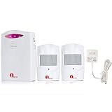 1byone Wireless Home Security Driveway Alarm with 1 AC Adapter & 1 Receiver & 2 PIR Motion Sensor De