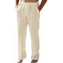 Enjoybuy Men Linen Drawstring Pants 
