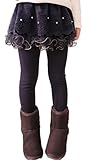 （ポルテボヌール) レギンス 付き スカート ベロア 子供 服 (08 ネイビー薄手 130cm)