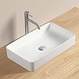 【混合水栓セット付き】 洗面ボウル おしゃれ 手洗いボウル 605*355*110mm 洗面ボール 置き型 大型 陶器 手洗い器 洗面台 (長方形)