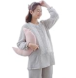 【小丸子の花轮クン】キルティング 襟付き かわいい あたたか ふんわり マタニティ パジャマ 授乳口付 前開き 産前産後 (XL, グレー)
