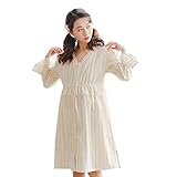 [アビコ]ABICO マタニティ パジャマ 可愛い 春夏 レース Vネック ストライプ 2重ガーゼ 綿 授乳服 授乳口付き ウエスト調節 妊婦服 産前 産後 ゆったり ルームウェア