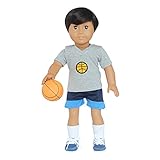 ピンクファミリ18インチ人形Clothes、ベビー人形Basketball Uniform Tシャツ&ショーツFits 18 " American Girl人形& Boys人形Logan ourgen