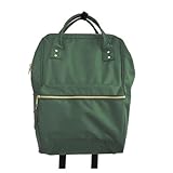 スクエアリュック 20L 560g リュックサック マザーズバッグ 背面ファスナー オープンポケット グリーン [並行輸入品]