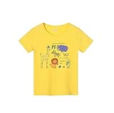 高品質のコットンキッズTシャツラウンドネックTシャツボーイ動物柄17 『』イエロー