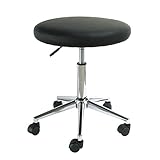 レザー　ラウンドチェア "Lotus(ロータス)" キャスタースツール　BK黒