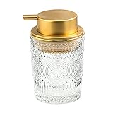 ハンドソープディスペンサー 透明ガラスローションボトル 容量200ml 表面立体型押しヨーロピアン柄デザイン ハンドソープ・シャンプー・シャワージェル・ローション入り