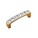 SunniMix 2穴　美しい　クリスタル　家具　ハンドル　ドレッサー　キャビネット　引き出し　ワードローブ　ハンドル　実用　便利　家具　装飾　 - ゴールデン1#