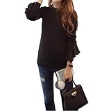 (マーシェル) Marshel マタニティ トップス 秋冬 産前 産後 長く使える 妊婦服 ブラック L 【授乳口付き】