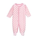 エルフ ベビー(Fairy Baby)足つきロンパース ベビー服 つなぎ カバーオール 長袖 7-9M 水玉プリント ピンク