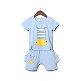 YiYa ベビー服 男の子 ボーイズ 子供服 上下2点セット かわいい 半袖Tシャツ＋パンツ キッズ服 夏 幼児 0-3歳 セットアップ 誕生日 子供の日 遊園地に ルームウェア 海馬 (90cm, 