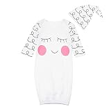 Chaufly ベビー服 ロンパース 幼児 赤ちゃん 服セット 眠気目ロージー 頬プリント 寝袋+帽子 2本 ファッション カジュアル