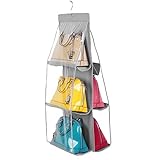 tempogift 6ポケットラージクリアPurseハンドバッグHangingストレージオーガナイザークローゼット グレー