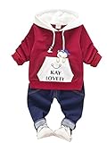 CXYP　キッズ服　春秋　男の子　上下セット　コットン　子供服　カジュアル　幼児　長袖　80cm～110cm (80cm, レッドⅠ)