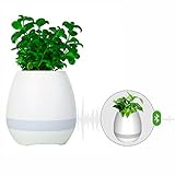 Cisixin 音楽植木鉢 夜間用ライ 魔法植木鉢 bluetooth スピーカー USB接続 LED付き　七色変換　10m有効な距離 スマートタッチ (白い)