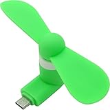PLATA スマートフォン 専用 ミニ扇風機 microUSB 接続 【 グリーン 】 強風設計 柔軟素材