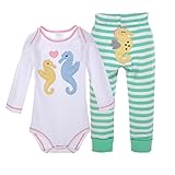 エルフ ベビー(Fairy Baby)ベビーロンパース ボディスーツ ロングパンツセット 長袖 可愛い海馬柄(サイズ：9M)