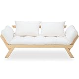 ソファ ソファーベッド 2人掛け 北欧デザイン リクライニング 天然木フレーム ライトナチュラル×キャンバス