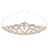 Lovoski キラキラ　ラインストーン　クイーン　プリンセス　クラウン　ヘッドバンド　ウエディング　ブライト　魅力的な　ティアラ　髪飾り　全2色 - ゴールド