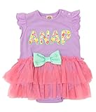 ANAP KIDS 花柄ロゴチュールドッキングロンパース パープル 70