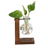 Sanwer 花瓶 ガラス瓶 卓上木製ガラス花瓶 花器 電球形 水耕栽培 植物栽培 フラワーケース レトロ 卓上花瓶 フラスコ フラワーベース 木製枠 部屋飾り 人気 インテリア雑貨 北欧風 店飾り 透明 おしゃれ 装飾用品 プレゼント 創意的
