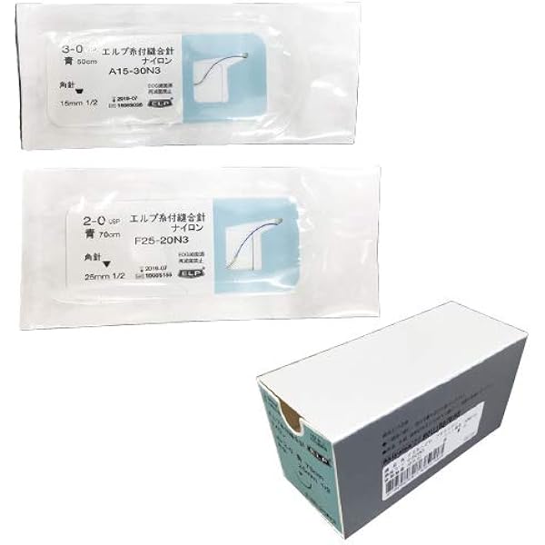 Amazon | 秋山製作所 エルプ糸付縫合針 青ナイロン F25-30N3