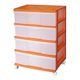 ワイド チェスト 収納ケース 4段 オレンジ 日本製 MJ-W4-1OR