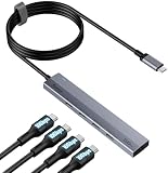 Aceele USB Cハブ 10Gbps 4ポート拡張 USB 3.2 Gen 2 ハブ60cmケーブル付き 4xUSB-C ポートとType-c電源ポート付きUSB C to USB 3.2 変換アダプタ、MacBook Pro、iMac、iPad Pro、Chromebook、Samsung Galaxy 用 在宅勤務 ゲームに最適（モニター表示、充電を非対応）