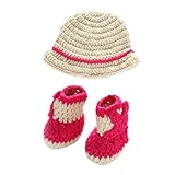 Zhhlaixing ベビー服 記念撮影 Newborn Baby Girls Boys Handmade Crochet Knit Hat&Boots Costume Photo Photograp
