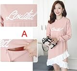 『Vision』マタニティウェア 服 　春夏秋 　 マタニティ 長袖　 ワンピース 妊婦服 授乳口付き　 P078 (M, A)