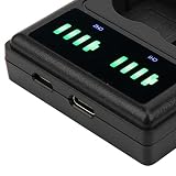 デュアルドックバッテリー充電器ステーション マイクロタイプCデュアルポートカムバッテリー充電器EN‑EL15 / EL15Aカメラバッテリー用デュアルLCDディスプレイ 過充電保護