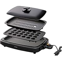 アイリスオーヤマ ホットプレート たこ焼き 焼肉 平面 プレート 3枚 網焼き 蓋付き ブラック APA-137-B