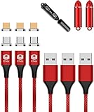 E-BOX マグネット 充電ケーブル 1mx3本セット 3A 急速充電 データ転送 磁石 MicroUSB TypeC ケーブル (ブラック)